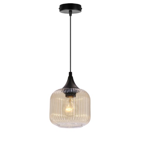 ESTAS lampa wisząca czarny 1x40W E27 klosz bursztynowy