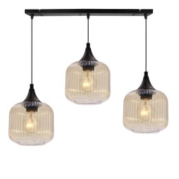 ESTAS lampa wisząca czarny 3x40W E27 klosz bursztynowy