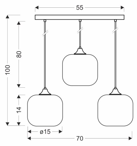 ESTAS lampa wisząca czarny 3x40W E27 klosz bursztynowy