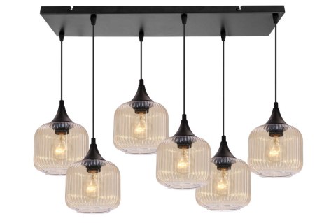ESTAS lampa wisząca czarny 6x40W E27 klosz bursztynowy