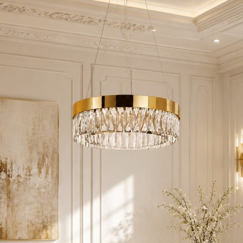 Lampa wisząca ALEXIS 60 cm - żyrandol złoty kryształowy