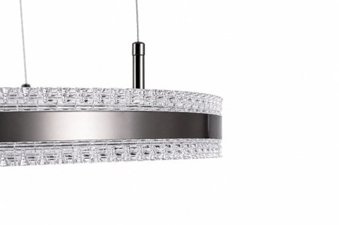 Lampa wisząca ARKADIA LED 60 cm - tytanowa z kryształowym pierścieniem