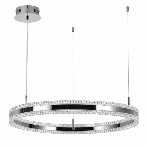 Lampa wisząca ARKADIA LED 60 cm - tytanowa z kryształowym pierścieniem