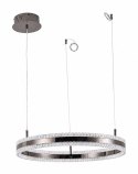 Lampa wisząca ARKADIA LED 60 cm - tytanowa z kryształowym pierścieniem