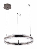 Lampa wisząca ARKADIA LED 60 cm - tytanowa z kryształowym pierścieniem
