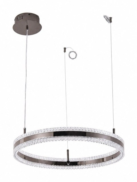 Lampa wisząca ARKADIA LED 60 cm - tytanowa z kryształowym pierścieniem
