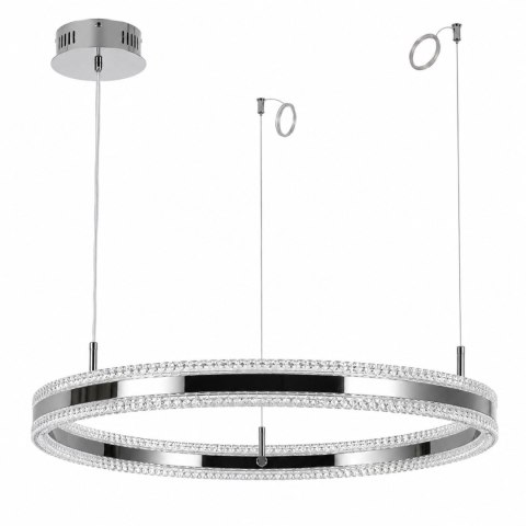 Lampa wisząca ARKADIA LED 80 cm - tytanowa z kryształowym pierścieniem