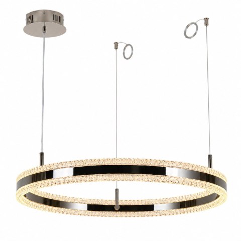 Lampa wisząca ARKADIA LED 80 cm - tytanowa z kryształowym pierścieniem