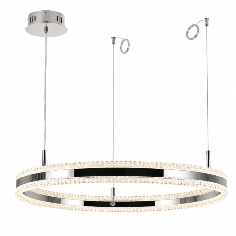 Lampa wisząca ARKADIA LED 80 cm - tytanowa z kryształowym pierścieniem