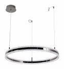Lampa wisząca ARKADIA LED 80 cm - tytanowa z kryształowym pierścieniem