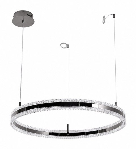 Lampa wisząca ARKADIA LED 80 cm - tytanowa z kryształowym pierścieniem
