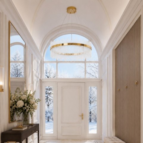 Lampa wisząca HESTIA 100 cm - żyrandol LED, złoty do salonu