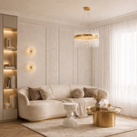 Lampa wisząca HESTIA 60 cm - żyrandol LED, złoty do salonu