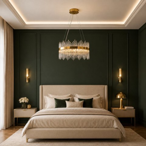 Lampa wisząca HESTIA 60 cm - żyrandol LED, złoty do salonu