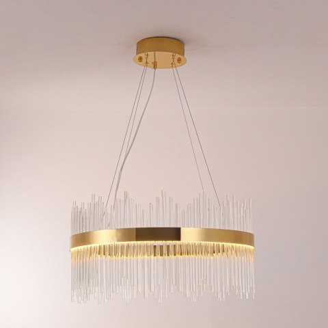 Lampa wisząca HESTIA 60 cm - żyrandol LED, złoty do salonu