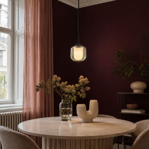 ESTIMA lampa wisząca czarny 1x40W E27 klosz bezbarwny+piaskowany