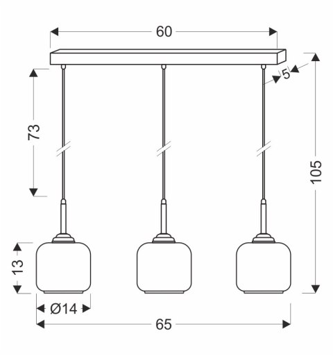 ESTIMA lampa wisząca czarny 3x40W E27 klosz bezbarwny+piaskowany