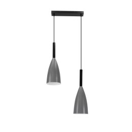 Flen lampa wisząca czarny 2x40W E27 klosz szary