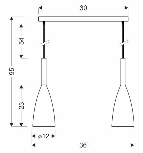 Flen lampa wisząca czarny 2x40W E27 klosz szary