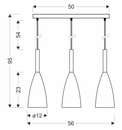 Flen lampa wisząca czarny 3x40W E27 klosz szary