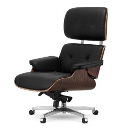 Fotel Biurowy Lucera XL w stylu Lounge Chair Czarna Skóra Ebony