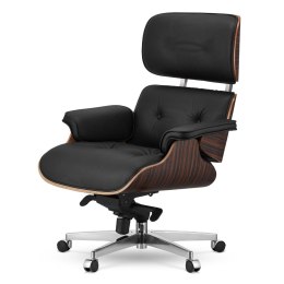 Fotel Biurowy Lucera w stylu Lounge Chair Czarna Skóra Ebony