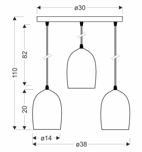 Icaro lampa wisząca talerz czarny 3x40W E27 klosz złoty