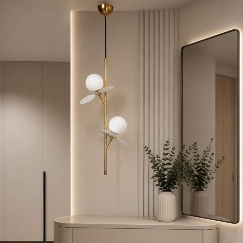 Lampa wisząca CHIC-2 pionowa złoto biała 26 cm