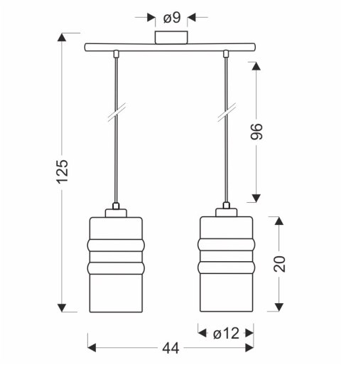 METZ lampa wisząca chromowy 2x40W E27 klosz dymiony lustrzany