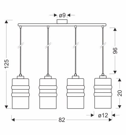 METZ lampa wisząca chromowy 4x40W E27 klosz dymiony lustrzany
