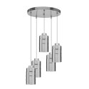 METZ lampa wisząca talerz chromowy 5x40W E27 klosz dymiony lustrzany