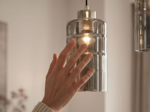 METZ lampa wisząca talerz chromowy 5x40W E27 klosz dymiony lustrzany