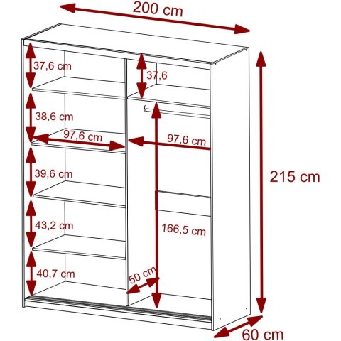 Szafa przesuwna z lustrem VALTURA 200cm kaszmir