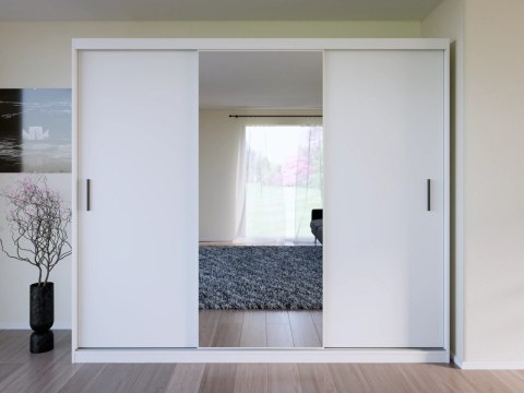 Szafa przesuwna z lustrem VALTURA 250cm biały mat