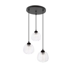 VALERIA lampa wisząca czarny talerz 3x40W E27 klosz bezbarwny