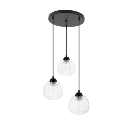 VALERIA lampa wisząca czarny talerz 3x40W E27 klosz bezbarwny