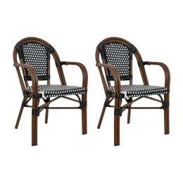 Zestaw 2 krzeseł ogrodowych CAFE PARIS ARM brązowy rattan