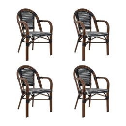 Zestaw 4 krzeseł ogrodowych CAFE PARIS ARM brązowy rattan