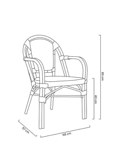 Zestaw 4 krzeseł ogrodowych CAFE PARIS ARM brązowy rattan