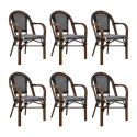 Zestaw 6 krzeseł ogrodowych CAFE PARIS ARM brązowy rattan