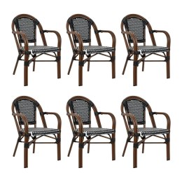 Zestaw 6 krzeseł ogrodowych CAFE PARIS ARM brązowy rattan