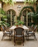 Zestaw 6 krzeseł ogrodowych CAFE PARIS ARM brązowy rattan