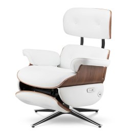 Fotel Elektryczny Lucera w stylu Lounge Chair Biała skóra Biały