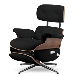 Fotel Elektryczny Lucera w stylu Lounge Chair Czarna skóra Czarny