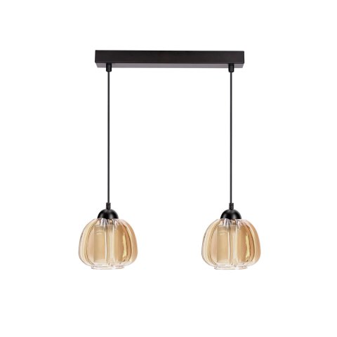 VALERIA lampa wisząca czarny 2x40W E27 klosz bursztynowy