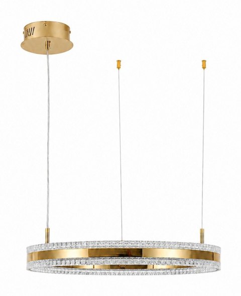 Lampa wisząca ARKADIA LED 60 cm - złoty połysk z kryształowym pierścieniem