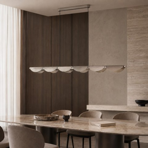 Lampa wisząca NAMI LINE 143 cm - LED, szary szczotkowany, falista forma