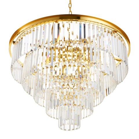 Lampa wisząca SPLENDORE 80 cm - żyrandol złoto-kryształowy
