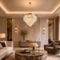 Lampa wisząca SPLENDORE 80 cm - żyrandol złoto-kryształowy