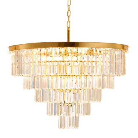 Lampa wisząca SPLENDORE 80 cm - żyrandol złoto-kryształowy